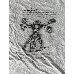Marvel Deadpool Vitruvian Man Diagram Grey Short Sleeve Shirt size M